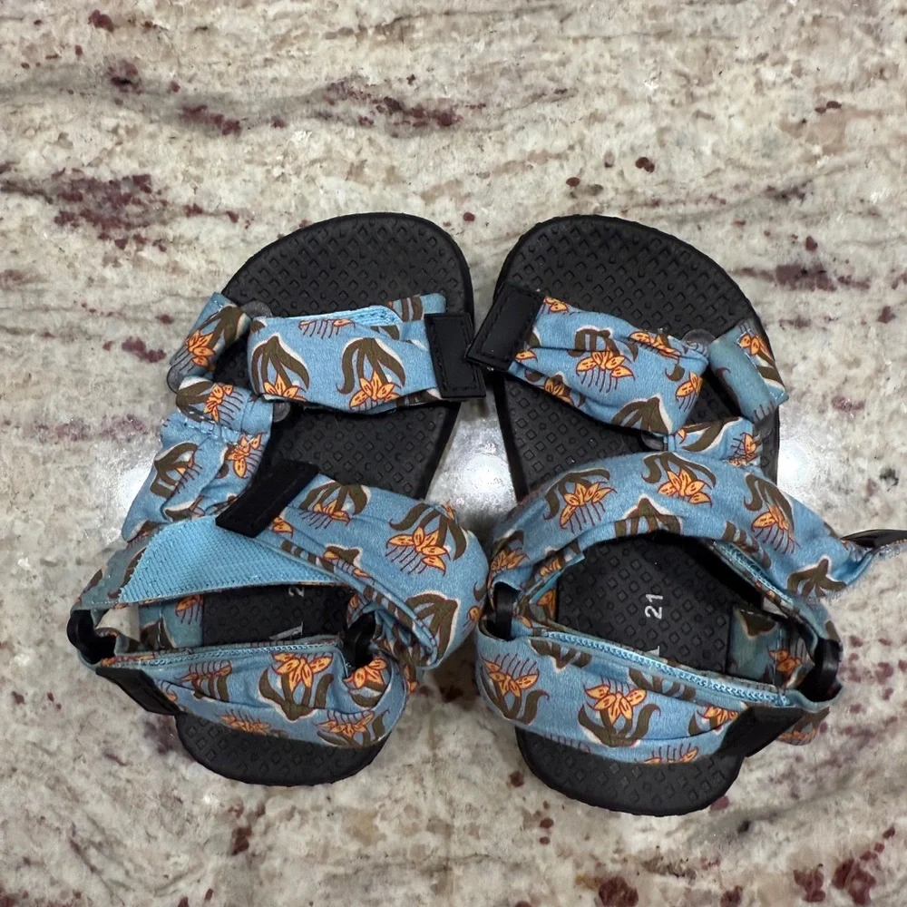 Zara Kids Light Blue Floral Strap Sandals